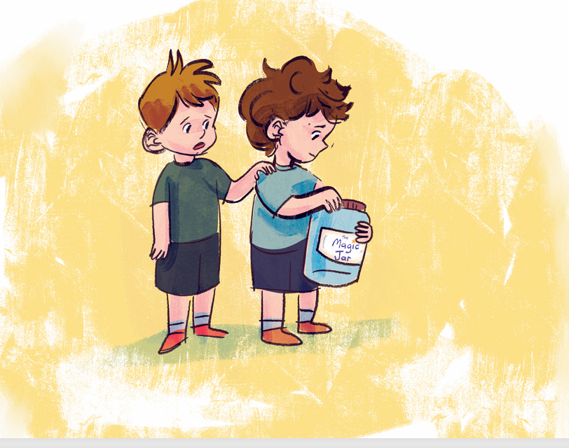 Child holding a magic jar